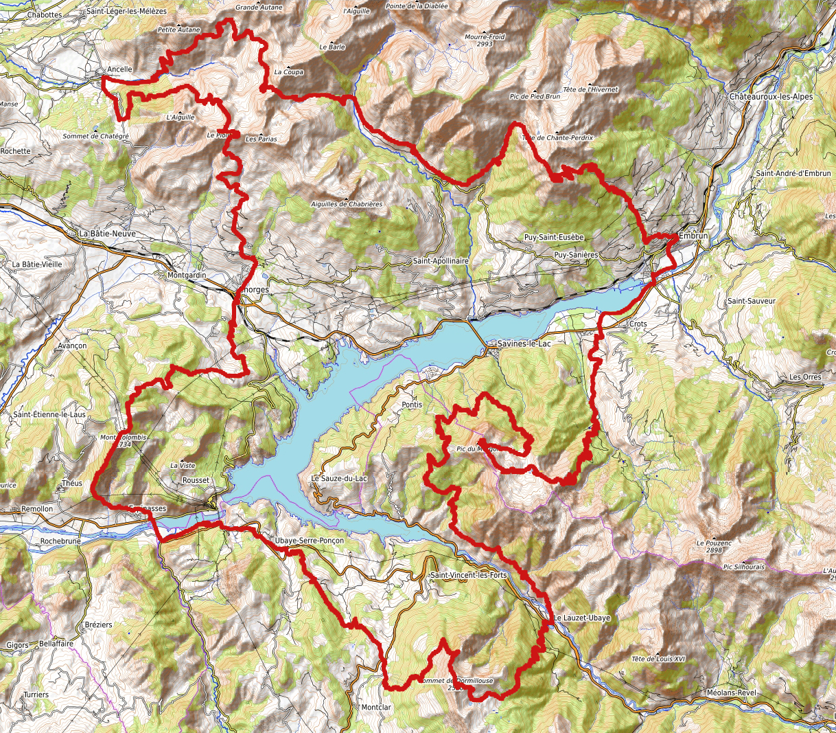 carte parcours defi François D'Haene 2018 Tour Serre Ponçon