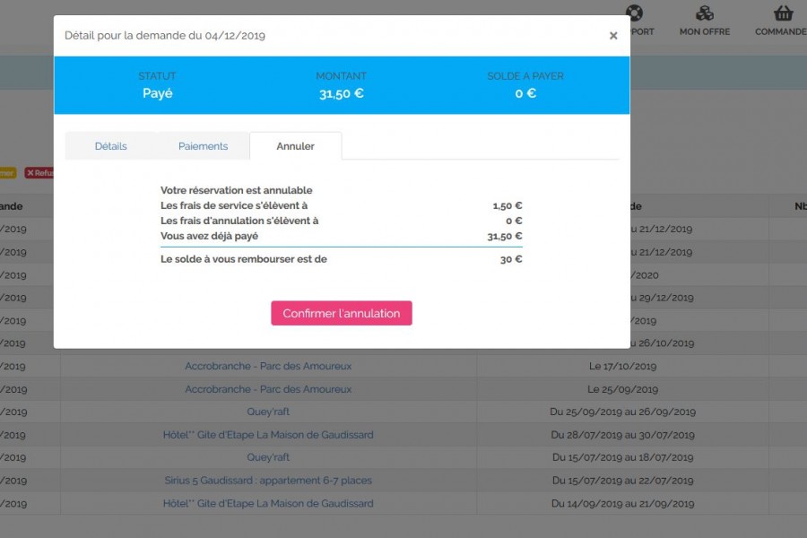 Resas > gestion des annulations & remboursements