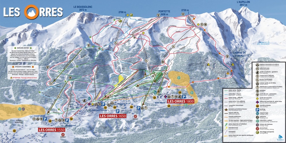 Plan des pistes du domaine skiable des Orres