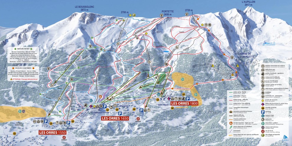 Plan des pistes du domaine skiable des Orres