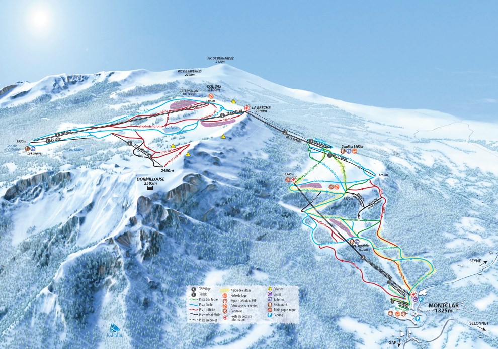 Plan des pistes du domaine skiable de Montclar