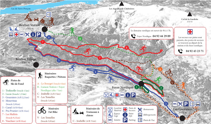 Plan des pistes du domaine skiable de Crévoux