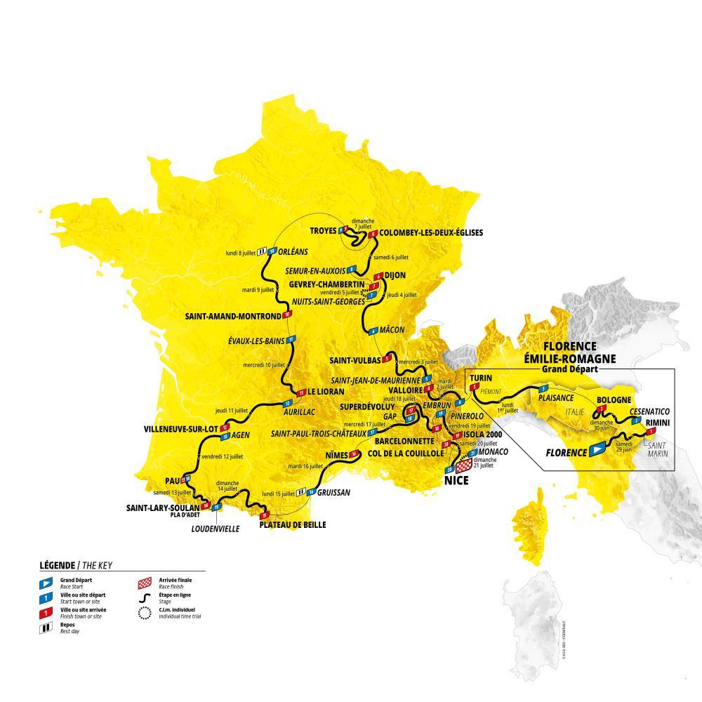 carte parcours global Tdf 2024