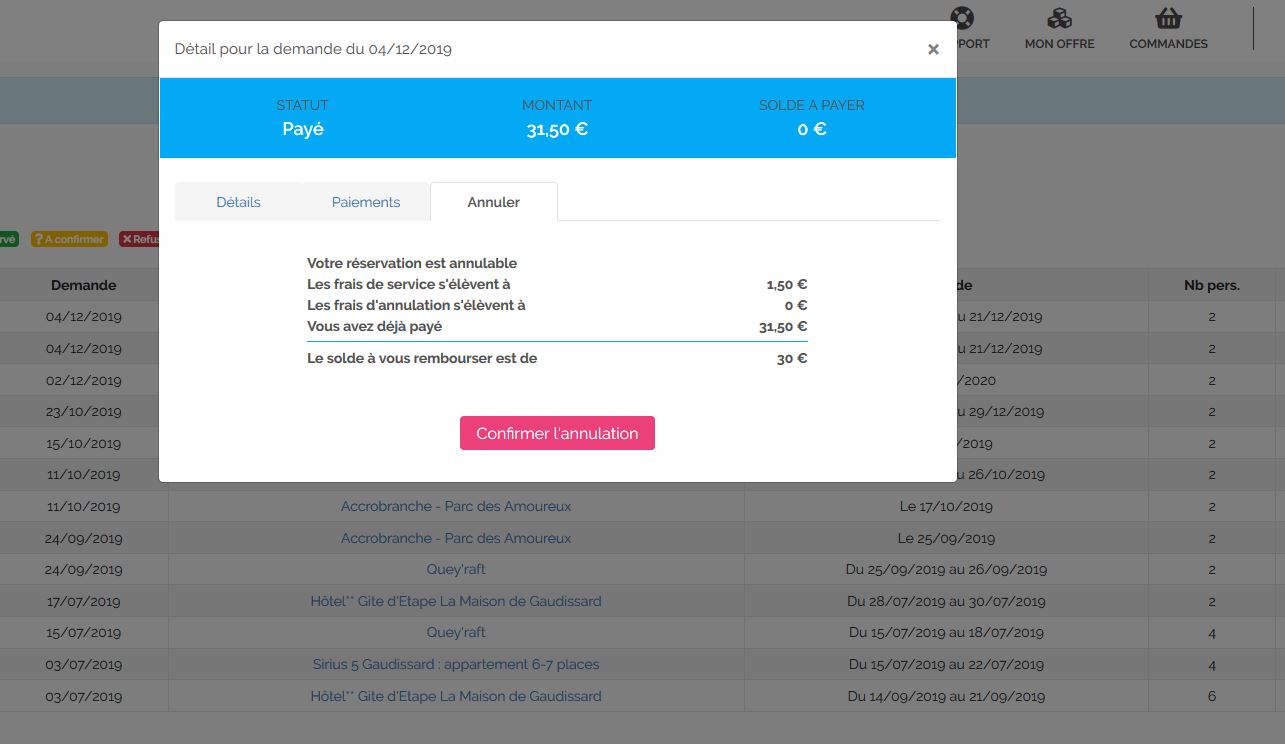 Resas > gestion des annulations & remboursements